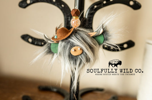 Travel Moo - Frosted Grey, Brown Cowboy Hat with Turquoise Beads, Feather