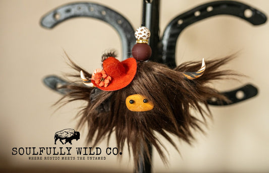 Travel Moo - Dark Brown, Red Cowboy Hat