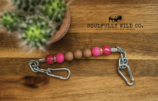 Soulful Equine Curb Strap - Pink and Tan