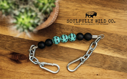 Soulful Equine Curb Strap - Turquoise Aztec and Black Beads