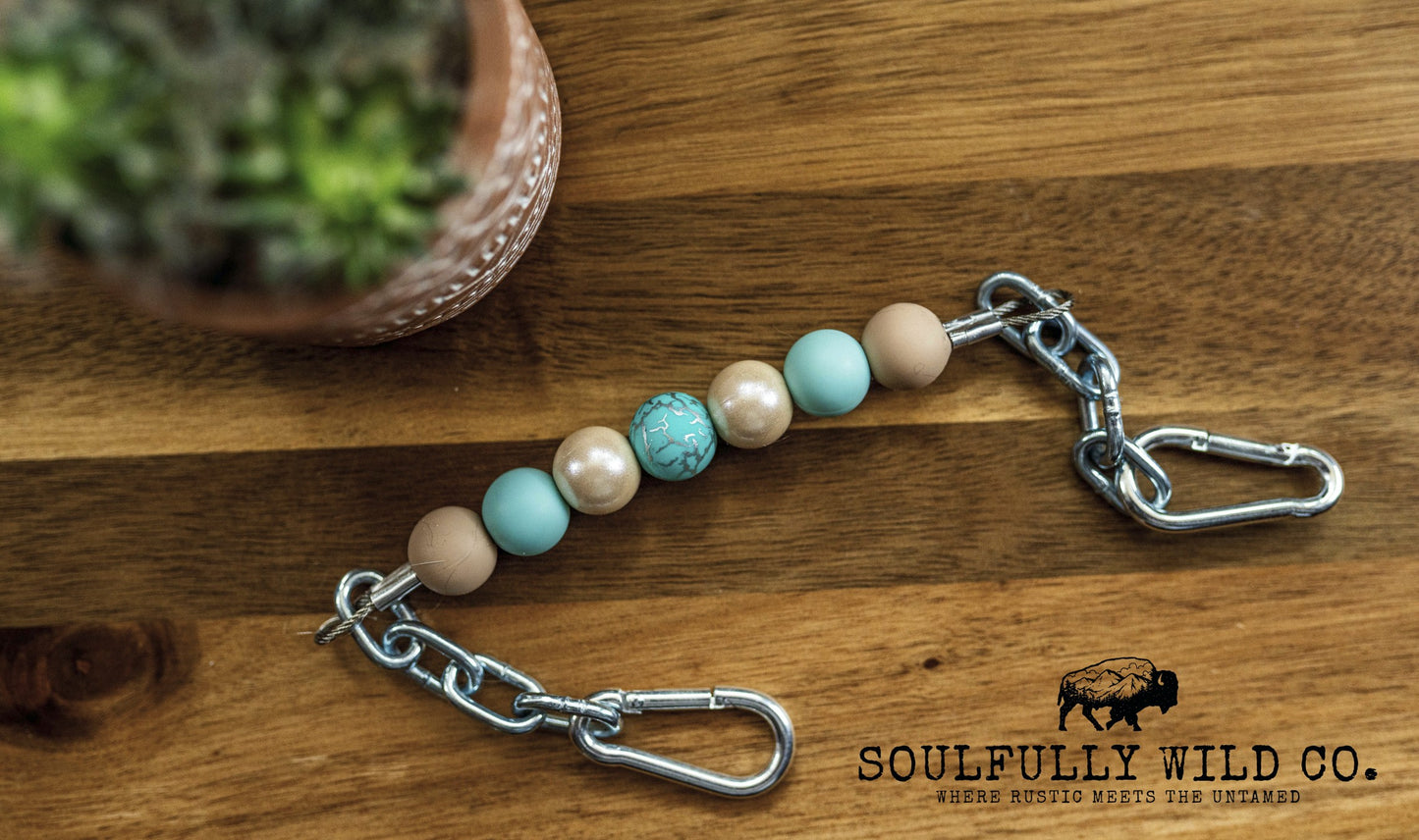 Soulful Equine Curb Strap - Tan, Blue, Turquoise Cracked focal bead and spacer