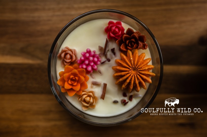 Soulful Handcrafted Soy Candles - Leaves (Orange, Pink, Brown)