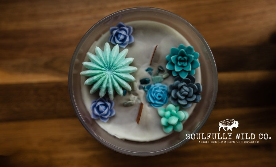 Soulful Handcrafted Soy Candles - Bitter Coffee (Grey and Turquoise)