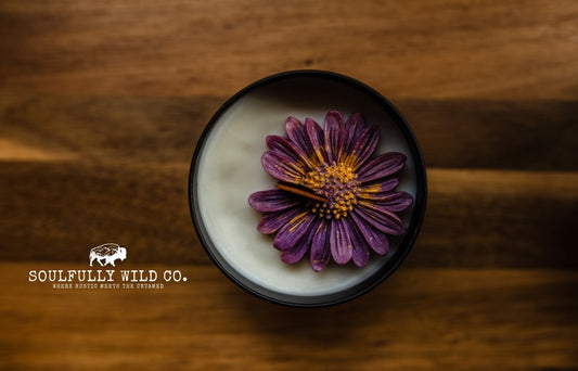 Soulful Handcrafted Soy Candles - Flannel (White, Purple and Golden)