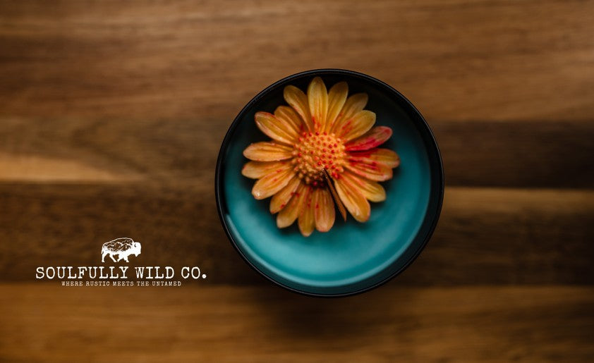 Soulful Handcrafted Soy Candles - Baja Cactus (Turquoise, Yellow/Pink)