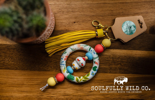 Wild Soul Keychain - Silicone Circle Flowers with Chicken