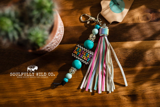 Wild Soul Keychain - "Perfectly Imperfect" Rainbow Tassel