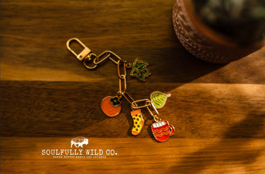 Fall Charm - Hot Chocolate Mug, Sock, Pumpkin, Leaves