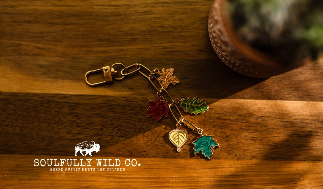 Fall Charm - Leaves - Green, Yellow, Blue and Red