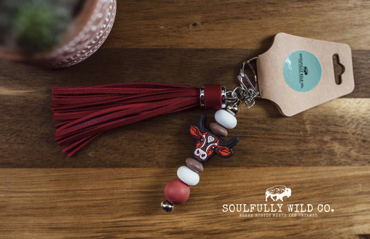 Wild Soul Keychain - Cow Red Tassel
