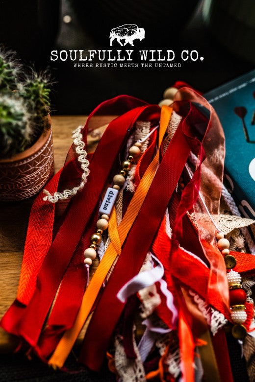 Soulful Bookmark Tassel - Fall: Reds, White, Lace and Orange "Divine"