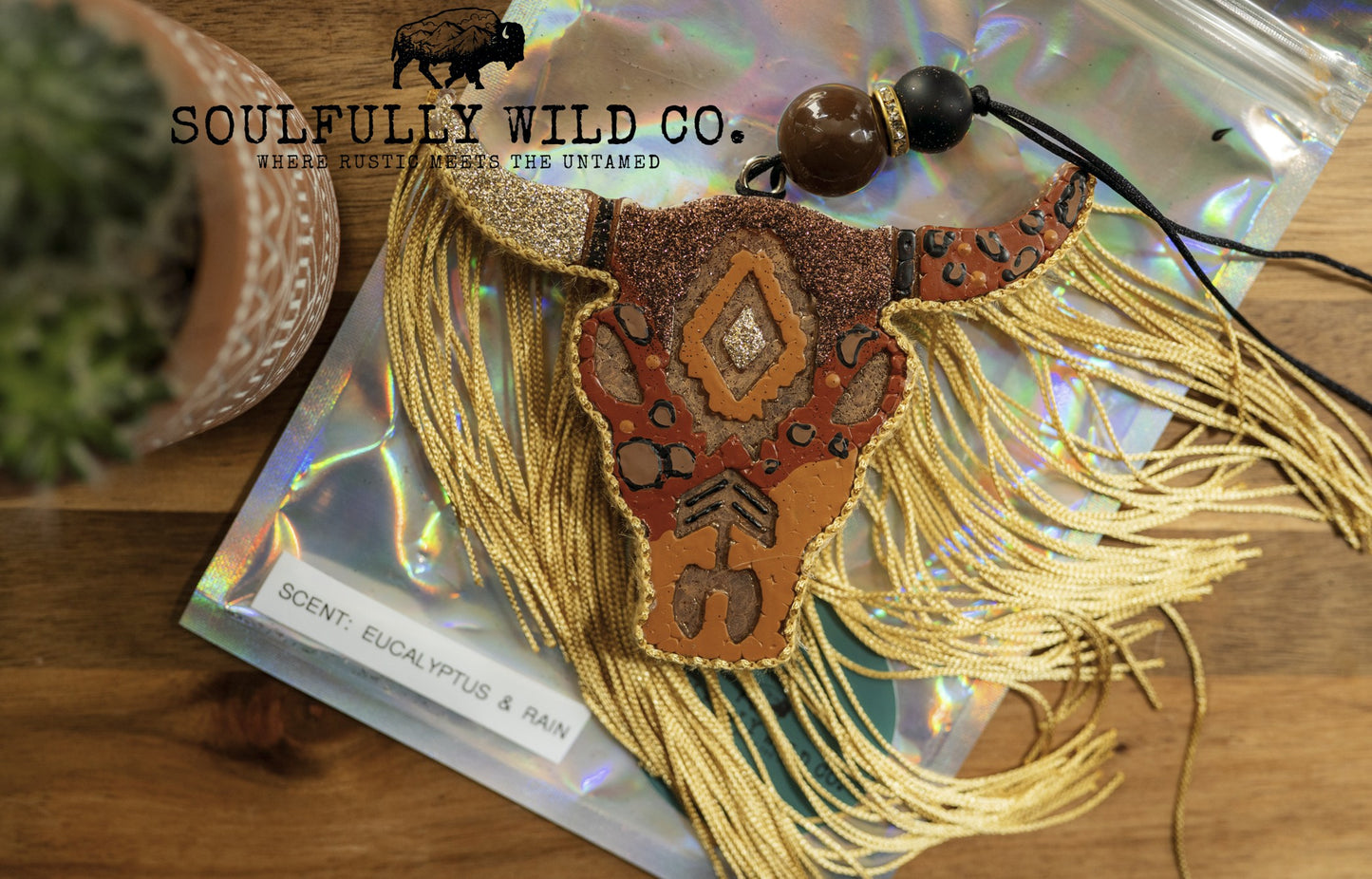 Soulful Air Freshener: Bullhead - Earth tones, Leopard, Gold (Scent: Eucalyptus & Rain)
