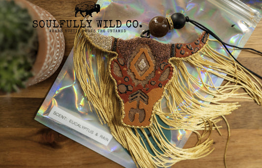 Soulful Air Freshener: Bullhead - Earth tones, Leopard, Gold (Scent: Eucalyptus & Rain)