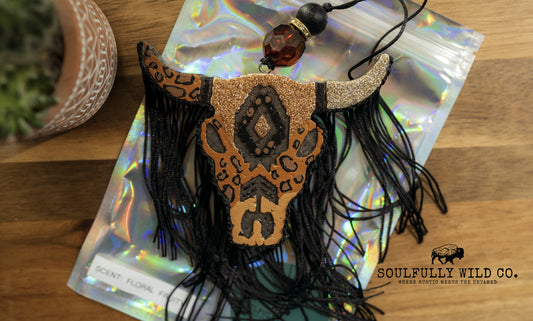 Soulful Air Freshener: Bullhead - Earth tones, Leopard, Gold  7 Black (Scent: Floral Fruity)