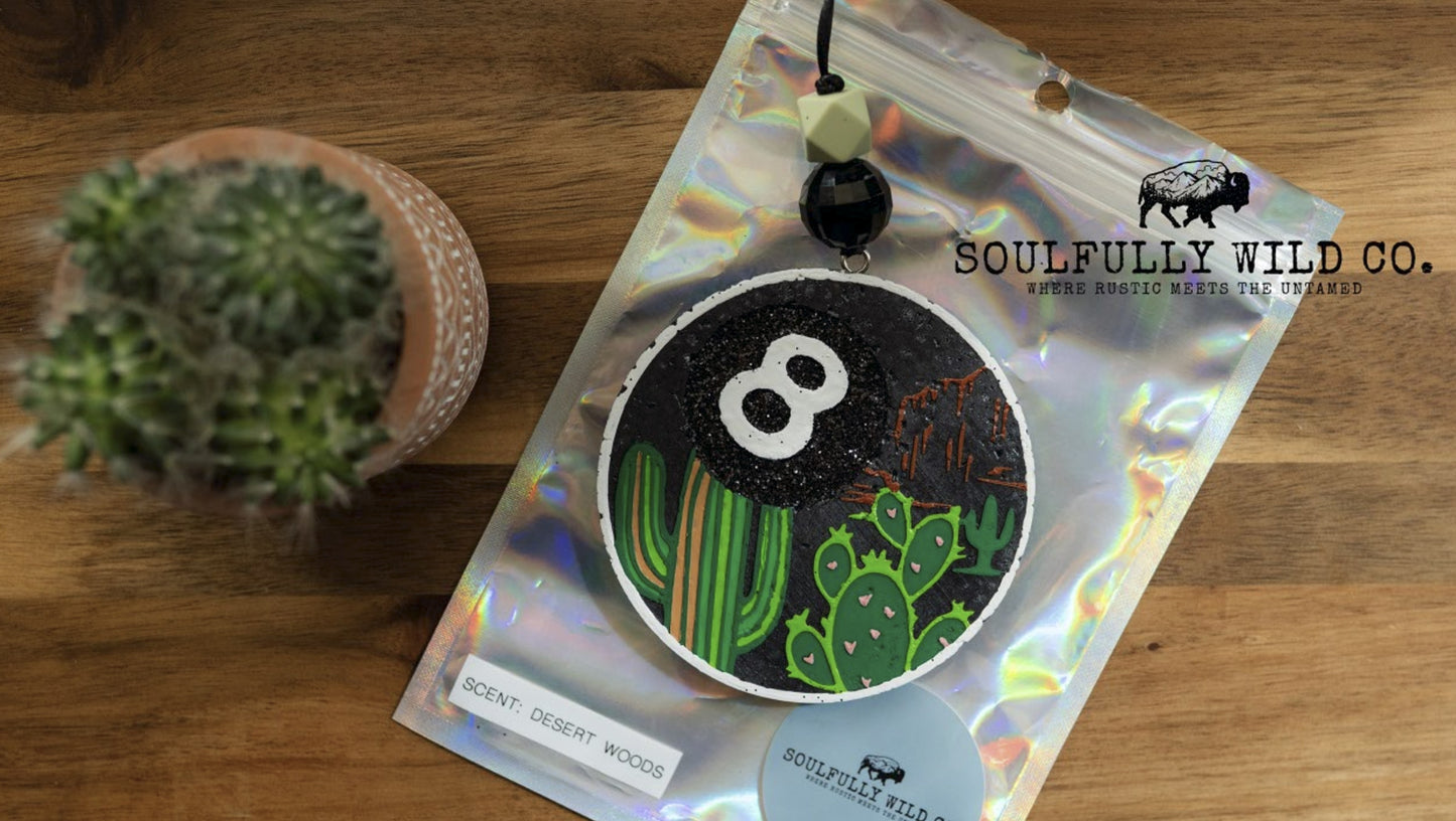 Soulful Air Freshener: 8 Ball, Black (Scent: Desert Woods)