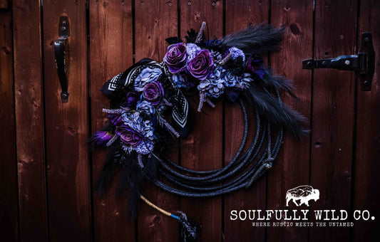 Western Soulful Rope Wreath - Black & Purple
