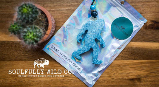 Soulful Air Freshener: Blue Sasquatch (Scent: Fresh Cut Grass)