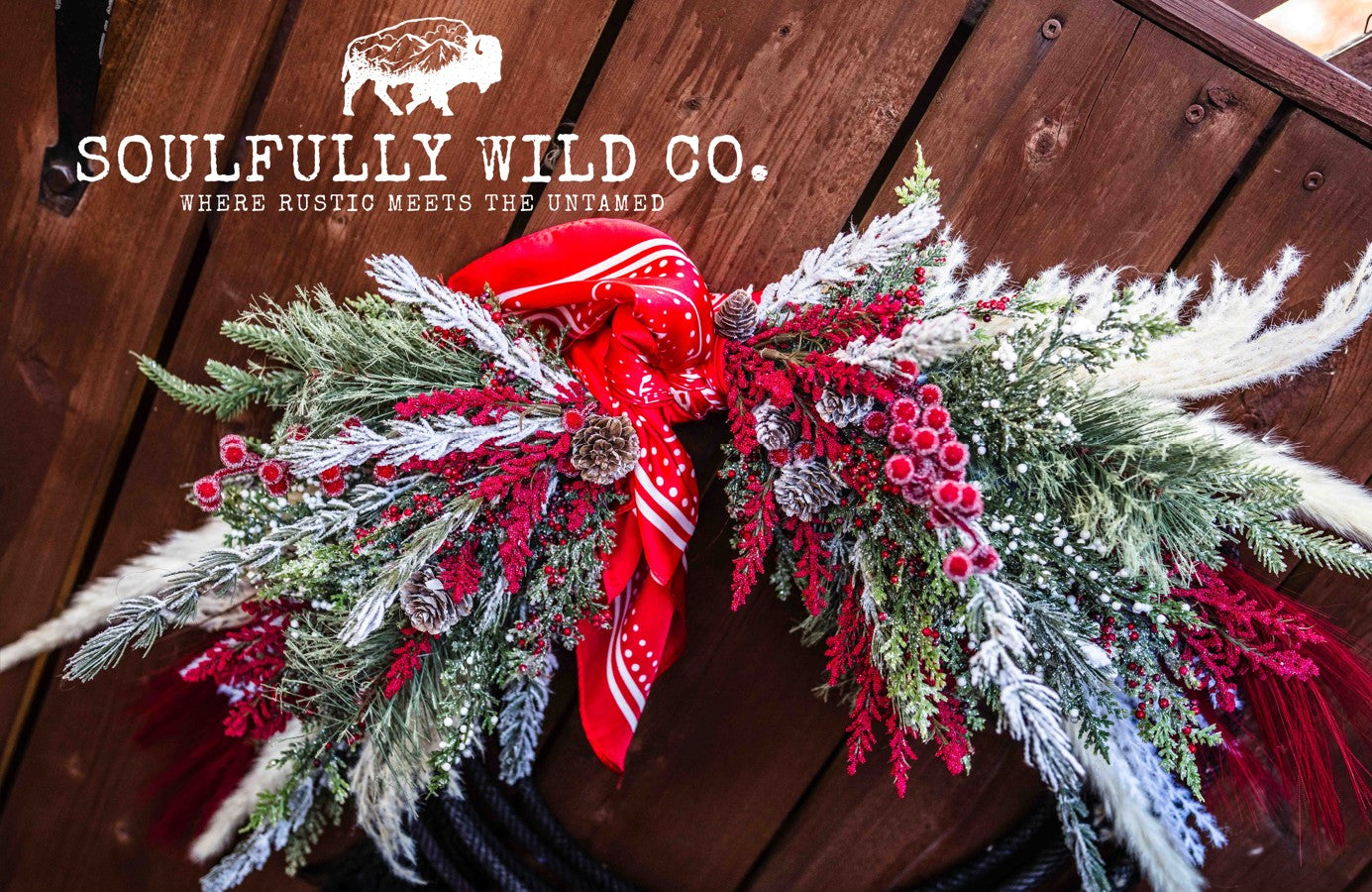 Western Soulful Rope Wreath - Christmas Wreath "Frosted Ranchlands"