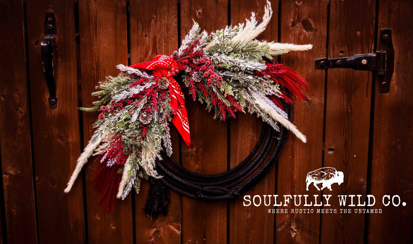 Western Soulful Rope Wreath - Christmas Wreath "Frosted Ranchlands"