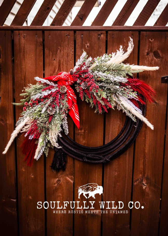 Western Soulful Rope Wreath - Christmas Wreath "Frosted Ranchlands"