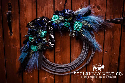 Western Soulful Rope Wreath  "Turquoise Twilight"