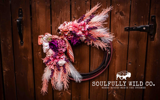 Western Soulful Rope Wreath  "Blush & Bloom"