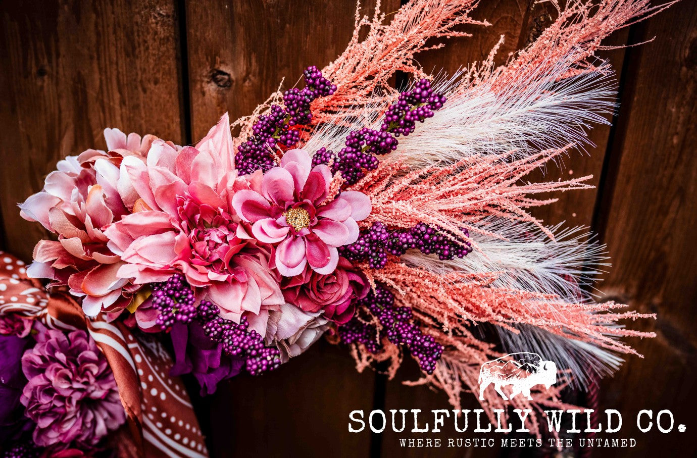 Western Soulful Rope Wreath  "Blush & Bloom"