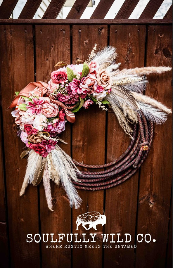 Western Soulful Rope Wreath  "Desert Petals"