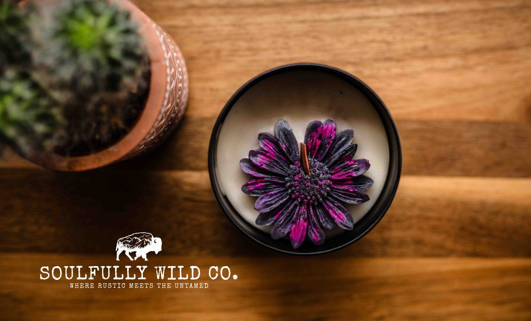 Soulful Handcrafted Soy Candles - Dark Grey/Black with Purple-ish Pink (Scent: 50 Shades)
