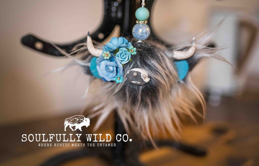 Travel Moo : TM25760 - Frosted Grey with Blue Tone Flowers