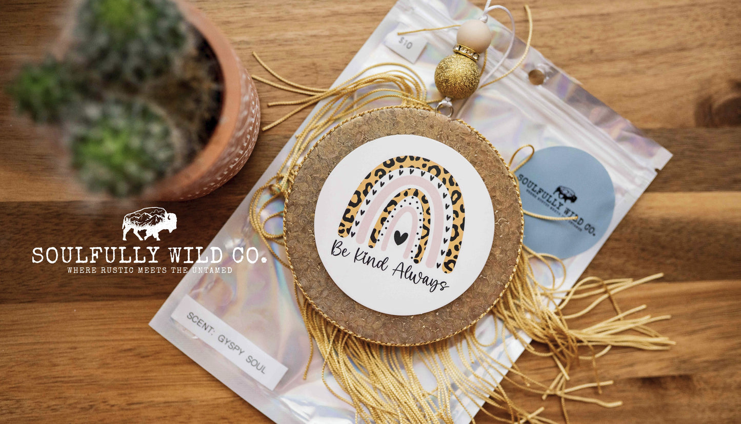 Soulful Air Freshener: "Be Kind Always" Gold (Scent: Gypsy Soul)