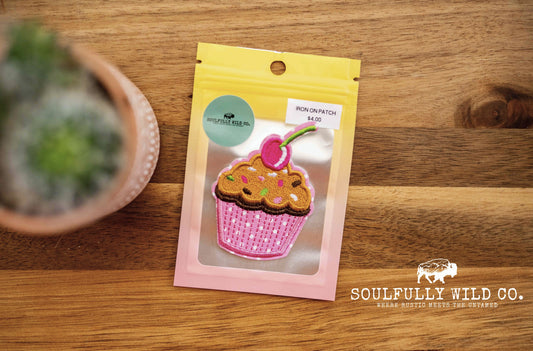 Iron On Patch - Pink Cupcake