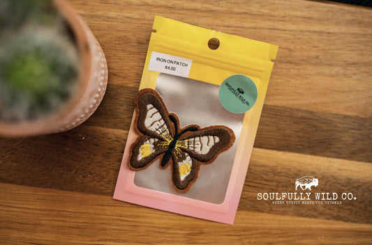 Iron On Patch - Brown, Tan and Yellow Butterfly