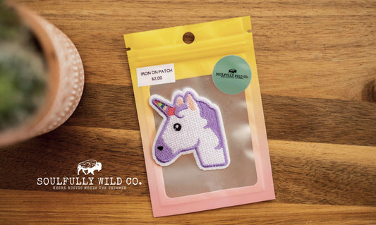 Iron On Patch - Unicorn (Multi and Purple)
