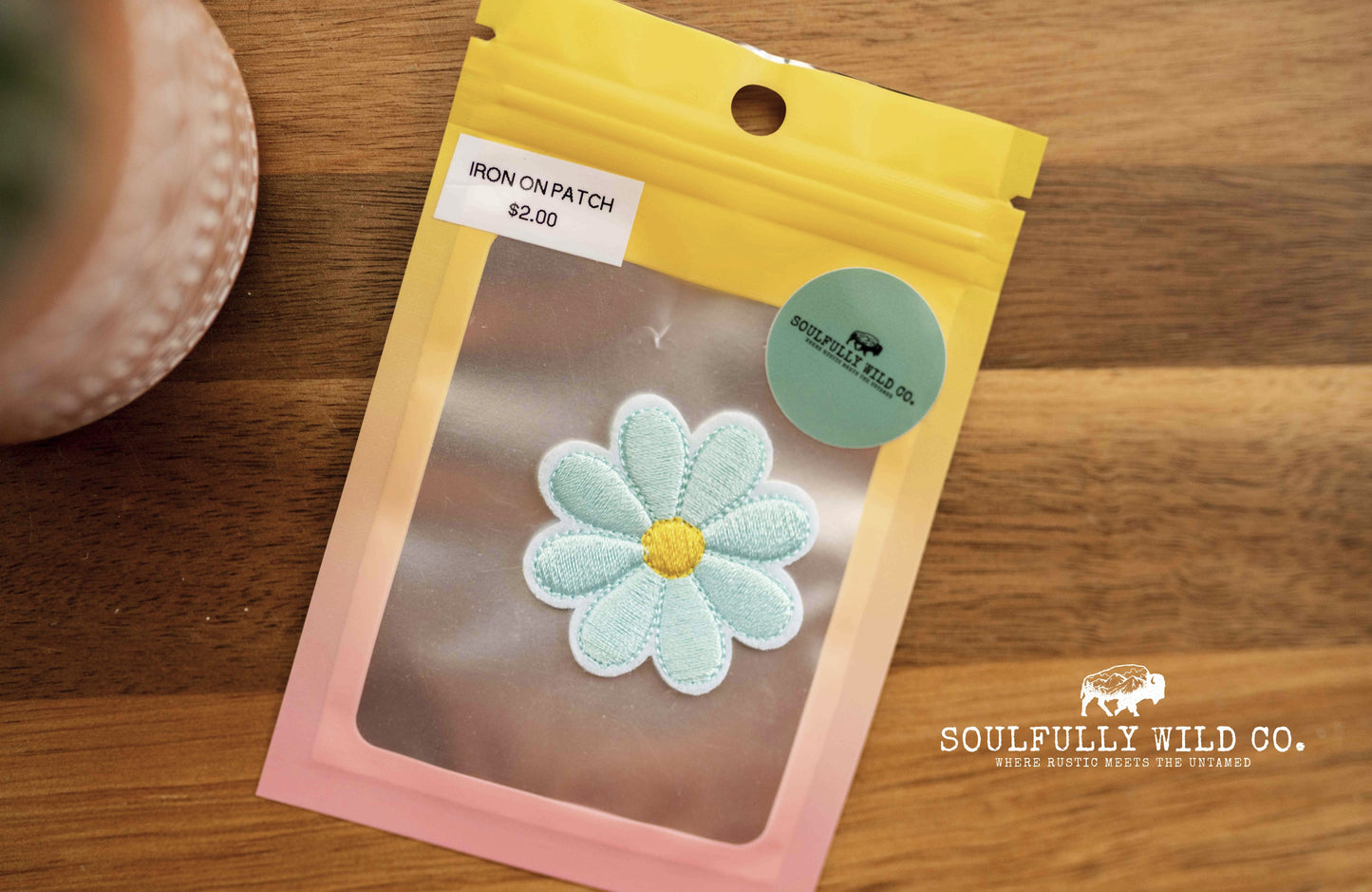 Iron On Patch - Teal Flower