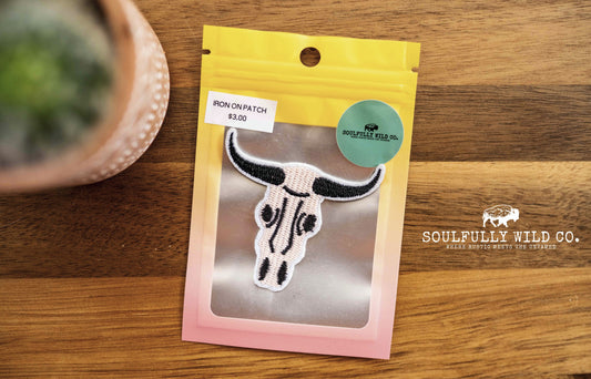 Iron On Patch - Cow Head Skull