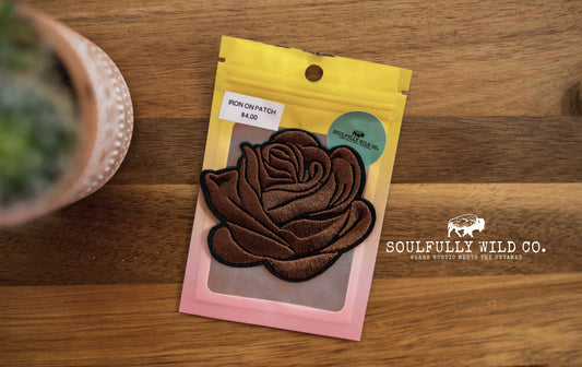 Iron On Patch - Brown Rose