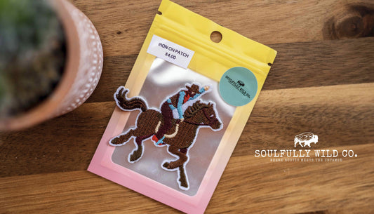 Iron On Patch - Riding Cowboy