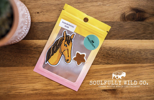 Iron On Patch - Horse and Star (2 pc)