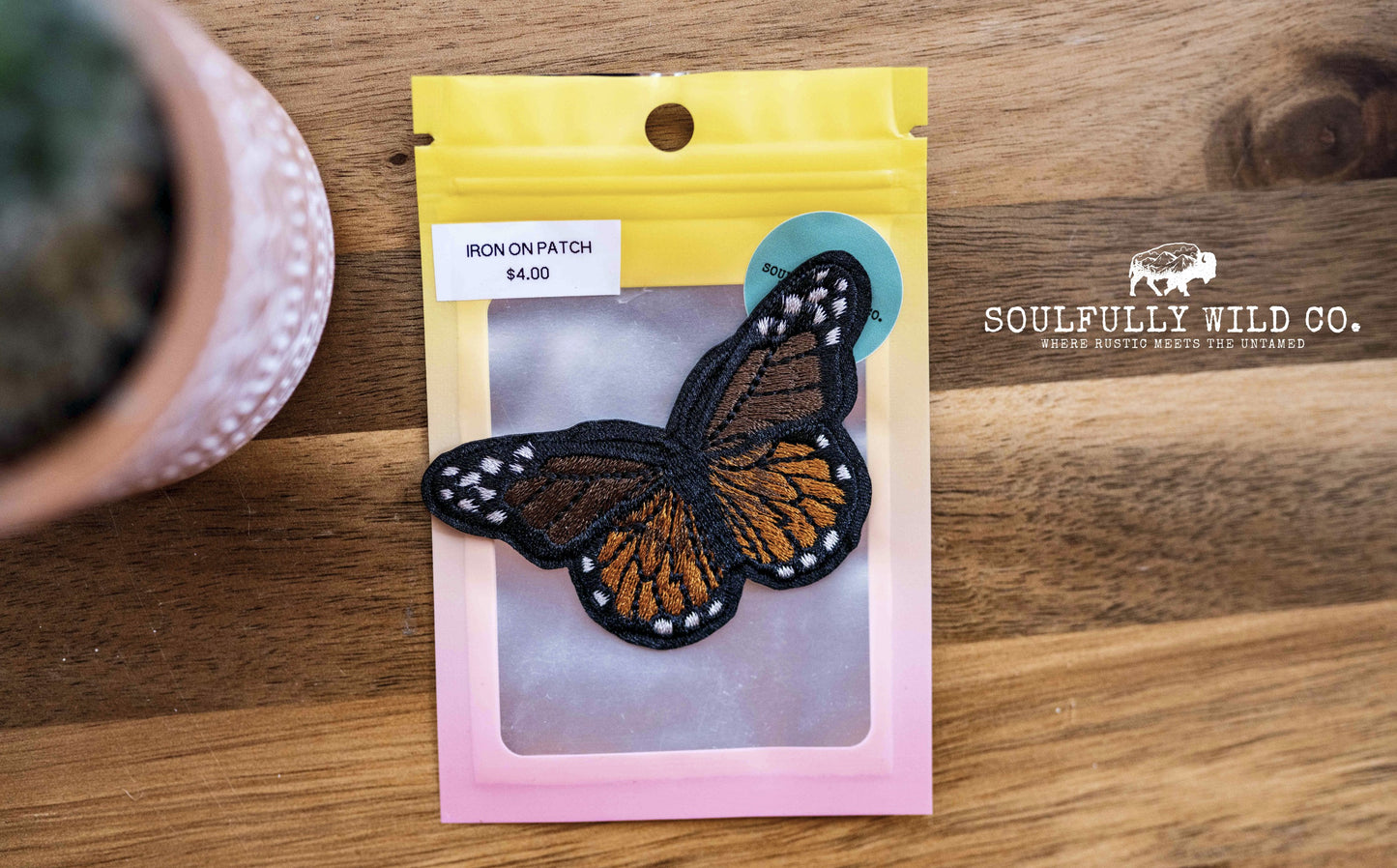 Iron On Patch - Brown and Burnt Orange Butterfly