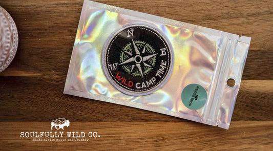 Iron On Patch -  "Wild Camp Time" Compass