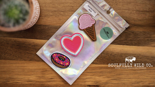 Iron On Patch - Donut, Heart and Ice Cream (3 pc)