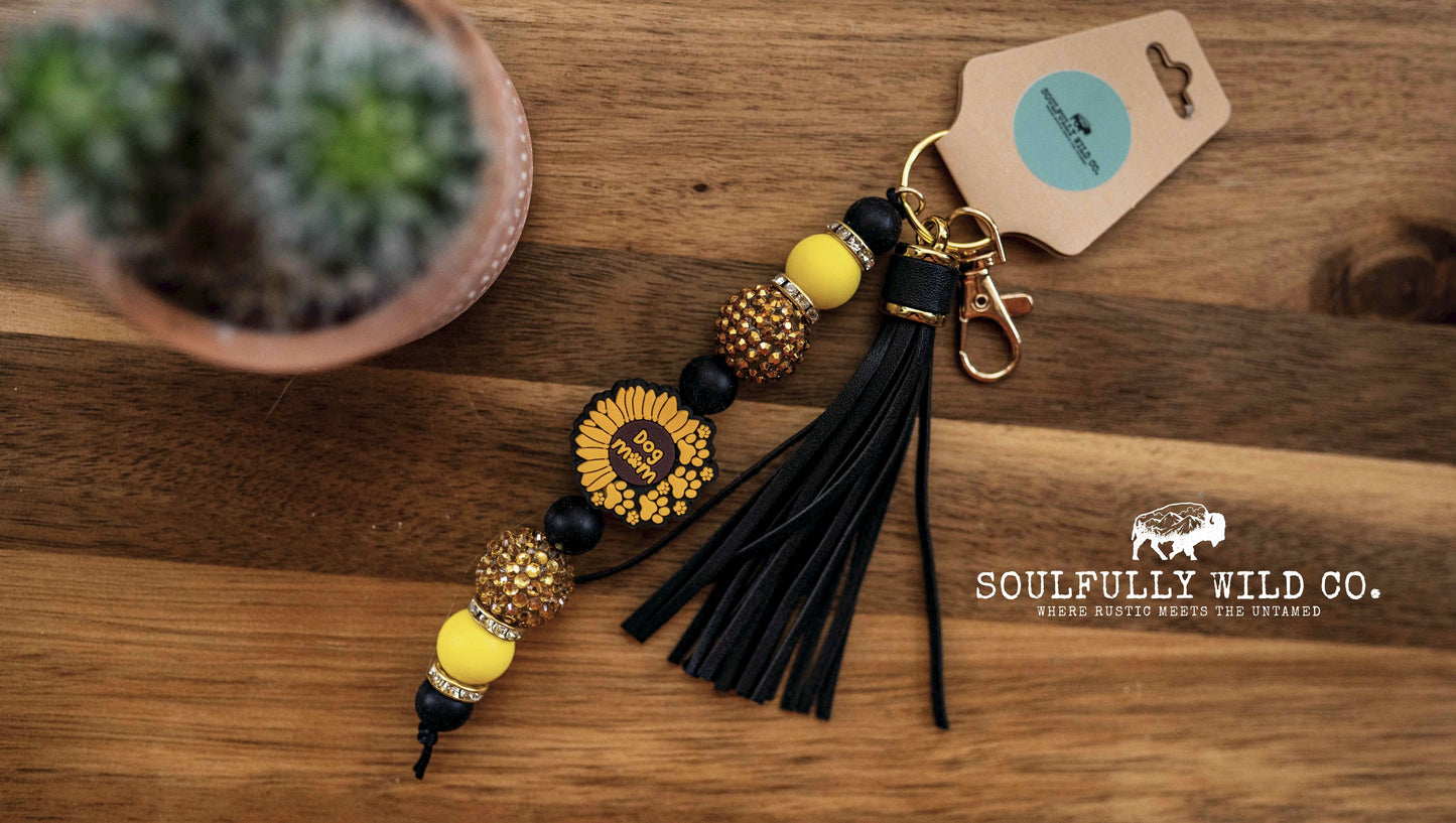 Wild Soul Keychain -  "Dog Mom" Sunflower