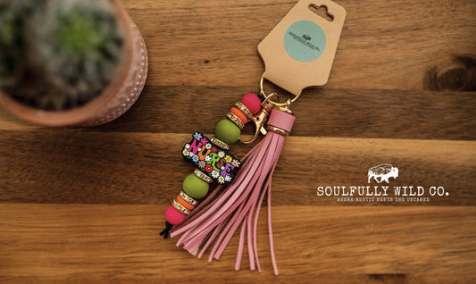 Wild Soul Keychain - "Nurse"  with Flowers
