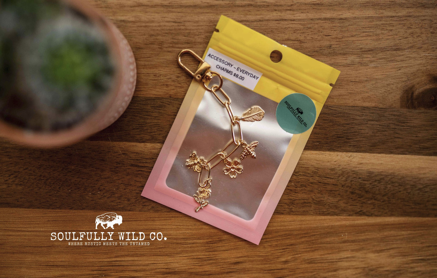 Everyday Charm - Rose, Bee, Flowers, Bee and Feather (Gold)