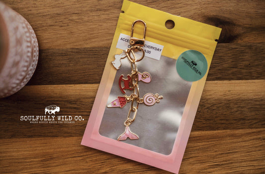 Everyday Charm - Whale Tail, Ice Cream, Rocking Horse, Cat & Rabbit (Pink/Red)