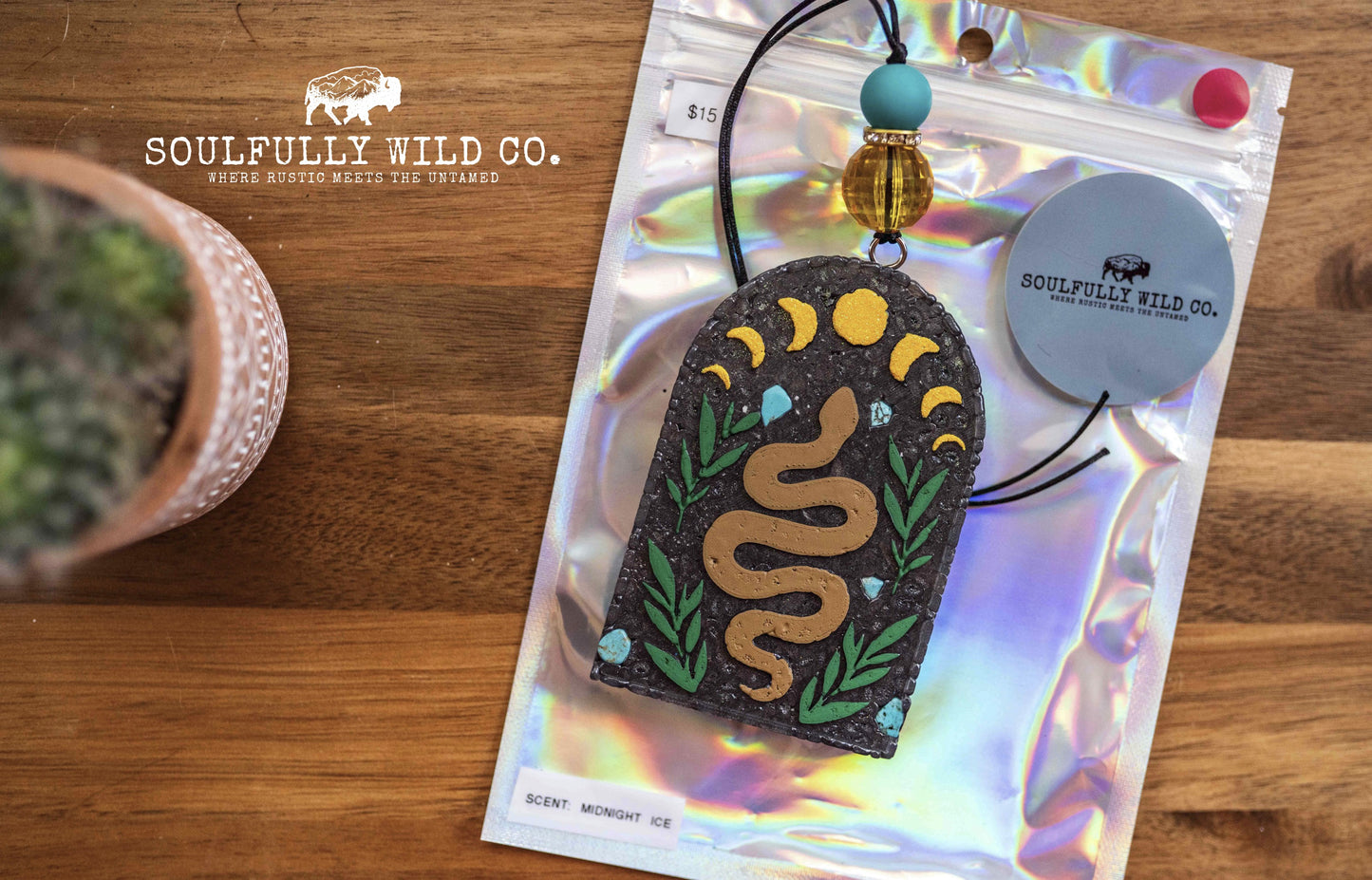 Soulful Air Freshener: Snake & Moon (Scent: Midnight Ice)