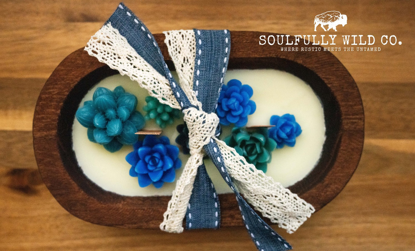 Soulful Handcrafted Soy Candles - Dough Bowl Blue Tones