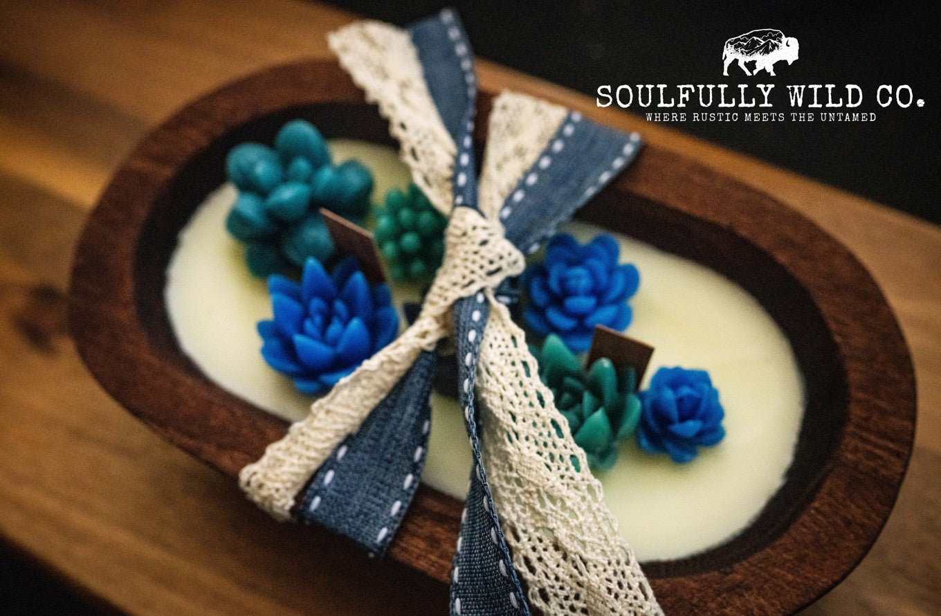 Soulful Handcrafted Soy Candles - Dough Bowl Blue Tones