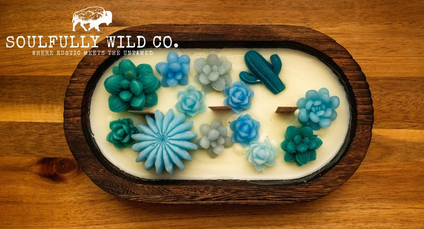 Soulful Handcrafted Soy Candles - Dough Bowl Blue/Teal Tones